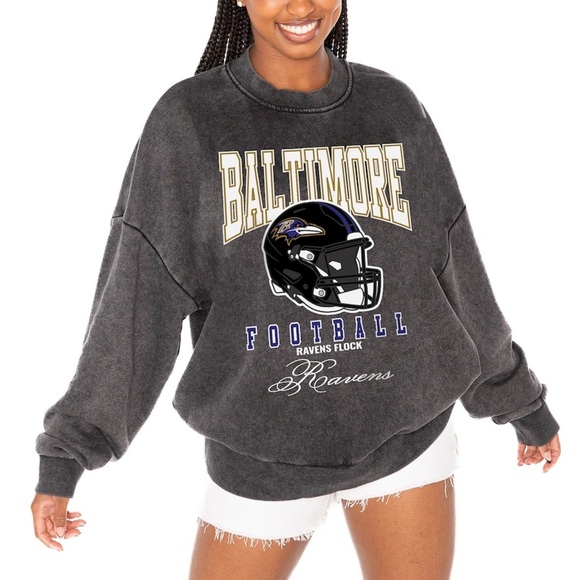 Gameday Couture Black Baltimore Ravens Vintage Wash Oversized Crewneck Pullover - Picture 2 of 9